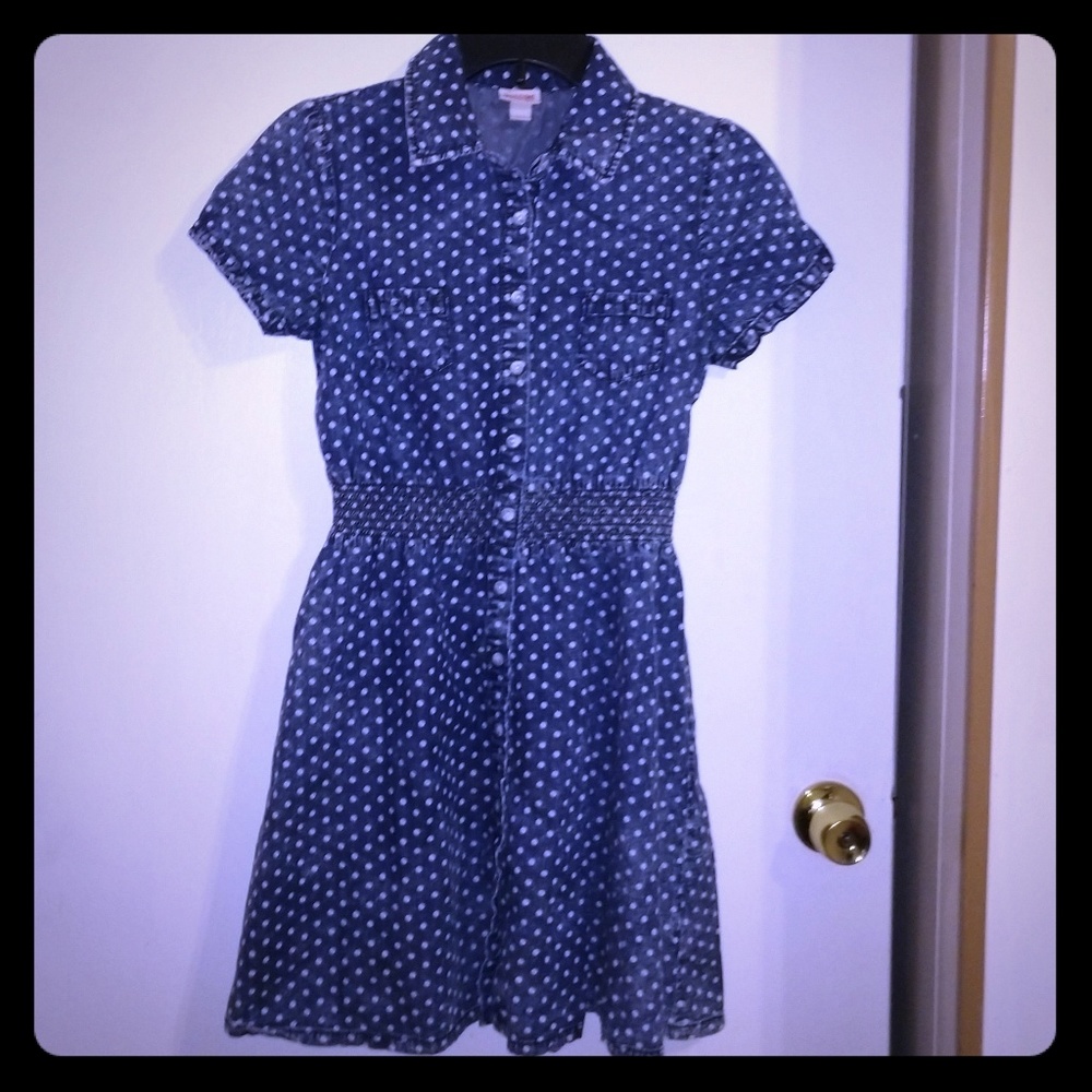 $⬇️ 💙 Mossimo Chambray Polka Dot Dress Size M💙